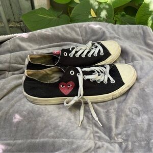 Comme de garçon Black Canvas Sneakers with Heart Logo
